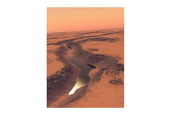 Img: Martian lake (impression). Credit: Gaetano Di Achille/University of Colorado