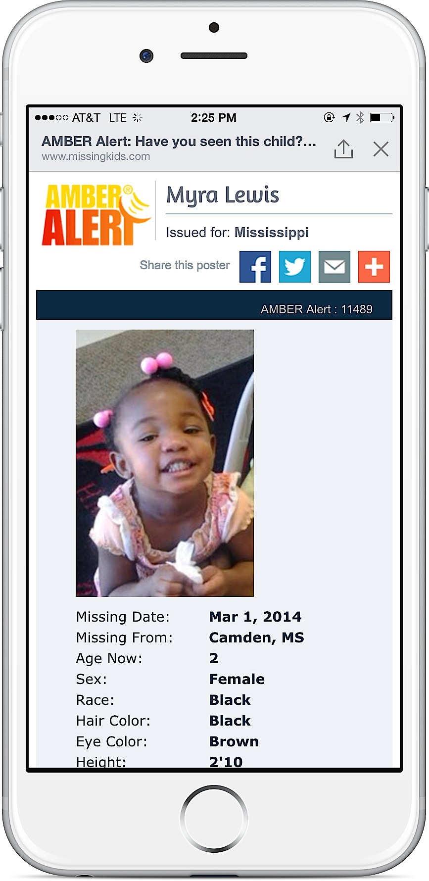 Details of the missing child will be shown in a poster that can be shared.