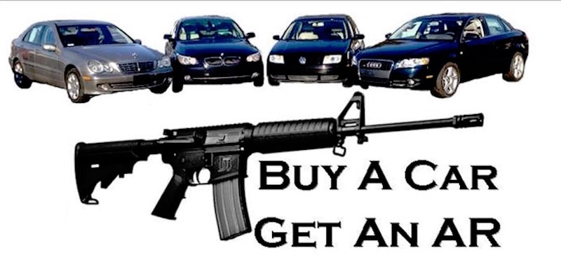 The 'Buy a Car get an AR' banner image from Hagan Motor Pool's Facebook page