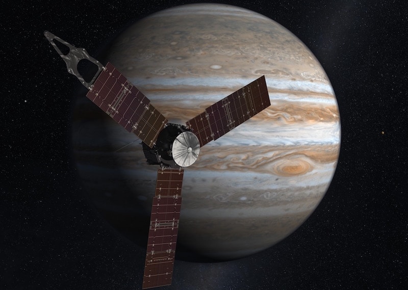 An artist's impression of Juno orbiting Jupiter