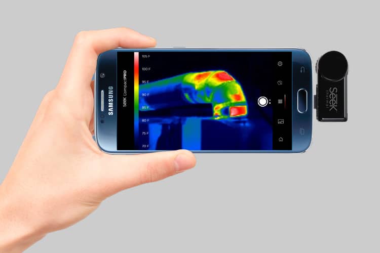 The Seek CompactPRO smartphone thermal imaging camera in use