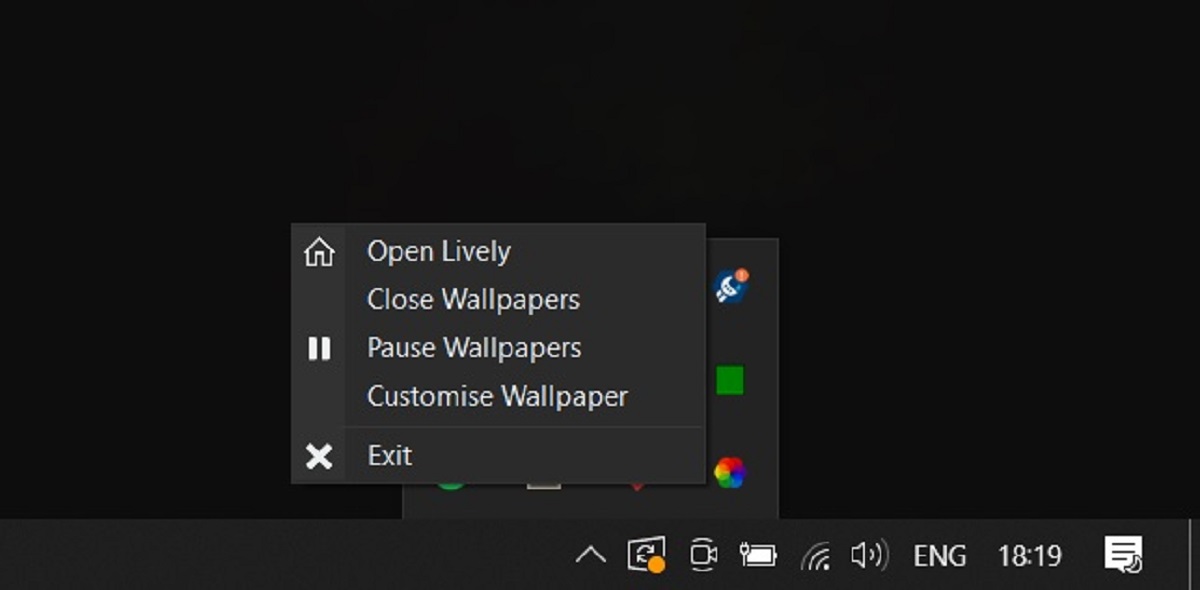 Lively Wallpaper App System Tray